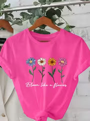 Women's Geometric Print Casual T-Shirt, Relaxed Fit
