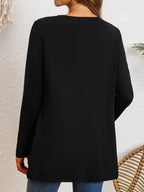 Women's Mid-Length Open-Front Cardigan, Dual Pockets