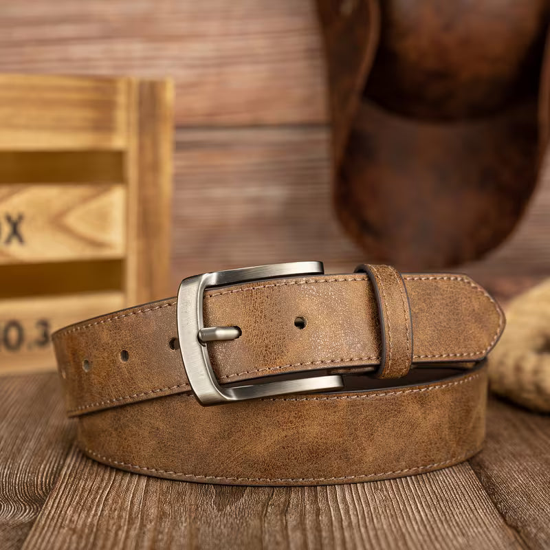 Women's Distressed PU Buckle Belt