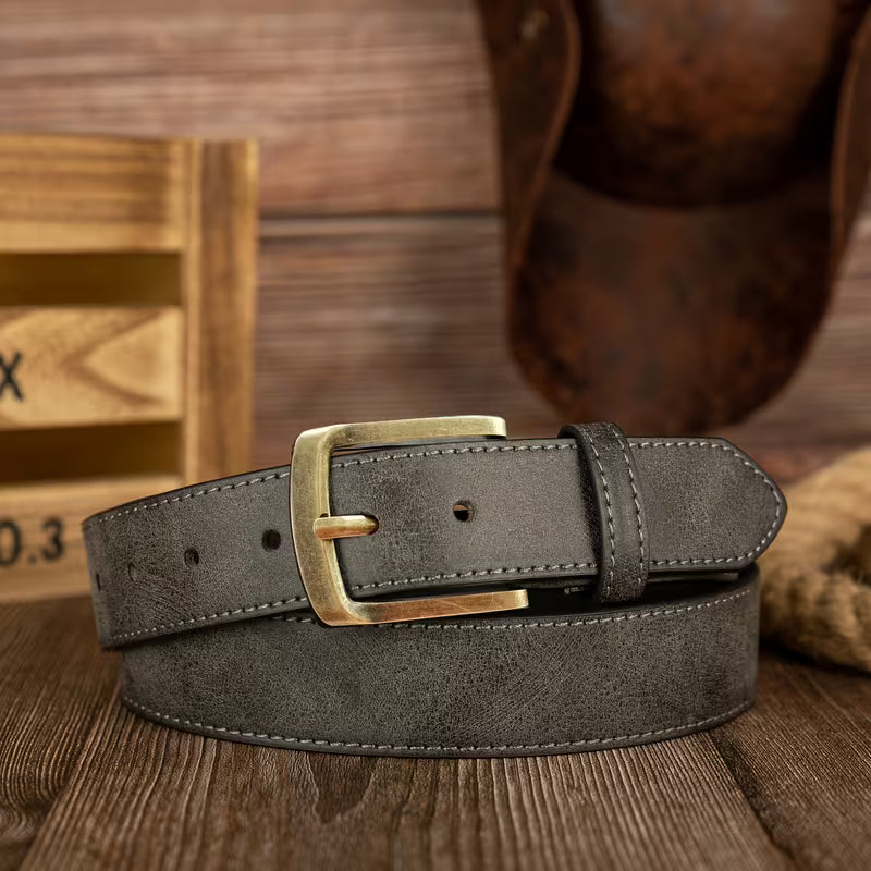 Women's Distressed PU Buckle Belt