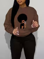 Women's Fleece-Lined Portrait Print Sweatshirt