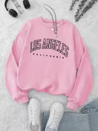 Women's Preppy Los Angeles Print Crew Neck Sweatshirt