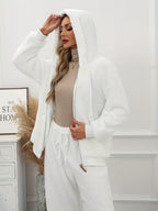 Women's Plus Size Plush Fleece Zip-Up Hooded Jacket