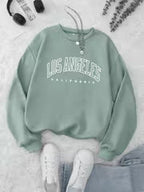 Women's Preppy Los Angeles Print Crew Neck Sweatshirt