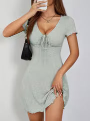 Women's Drawstring Knot Front Summer Dress