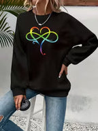 Women's Minimalist Heart Print Pullover Sweatshirt