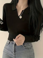 Women's Casual V-Neck POLO Sweater
