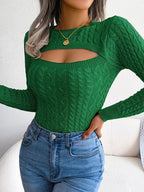 Women's Hollow-Out Twist Slim-Fit Pullover Sweater