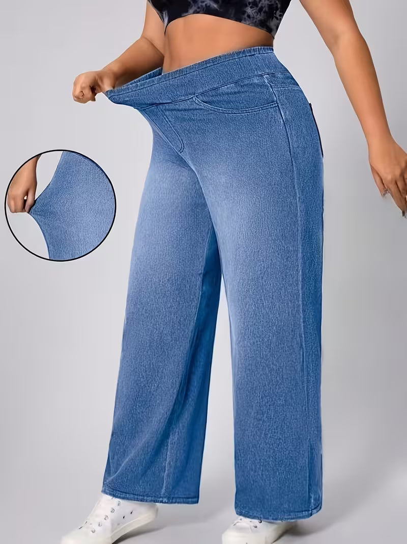 Women's Plus Size Wide-Leg Denim Jeans