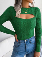Women's Hollow-Out Twist Slim-Fit Pullover Sweater