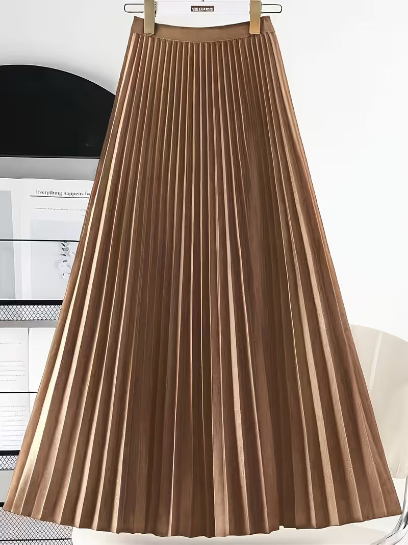 Women's Elegant Pleated Skirt, Light Gray