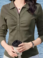 Women's Long-Sleeve Lapel T-Shirt for Spring & Summer