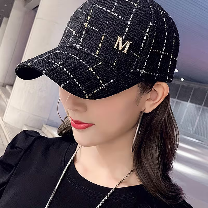 Women's White Letter Print Casual Baseball Cap