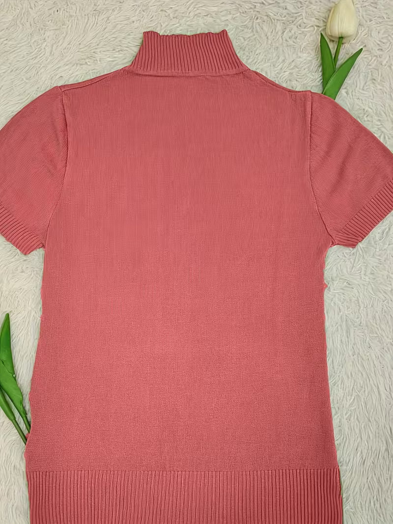 Women's Ice Fiber Half-Collar Short Sleeve Pullover