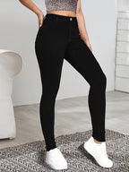 Women's High-Waisted Slim Fit Mock Jeans
