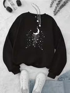 Women's Mint Green Star & Moon Print Oversized Sweater