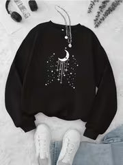 Women's Mint Green Star & Moon Print Oversized Sweater