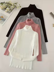Women's High Turn-Collar Pullover Sweater Set