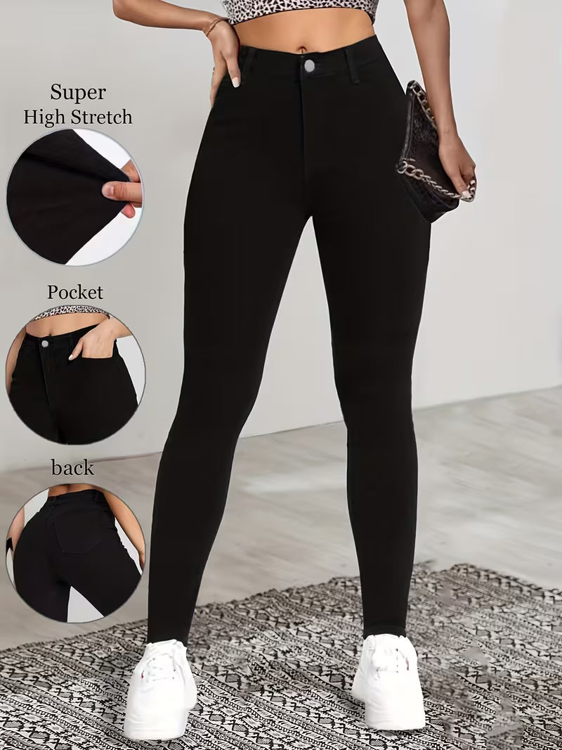 Women's High-Waisted Slim Fit Mock Jeans