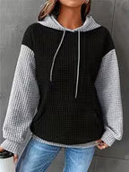 Women's Waffle Color-Block Hooded Sweatshirt
