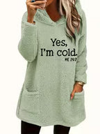 Women's Teddy Bear Print Fleece Hooded Pullover