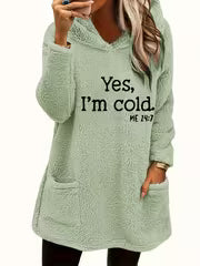 Women's Teddy Bear Print Fleece Hooded Pullover