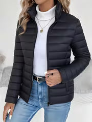 Women's Slim-Fit Stand Collar Padded Cropped Jacket