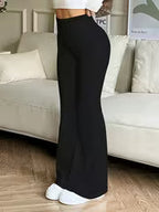 Women's Solid Color High-Waist Flared Pants