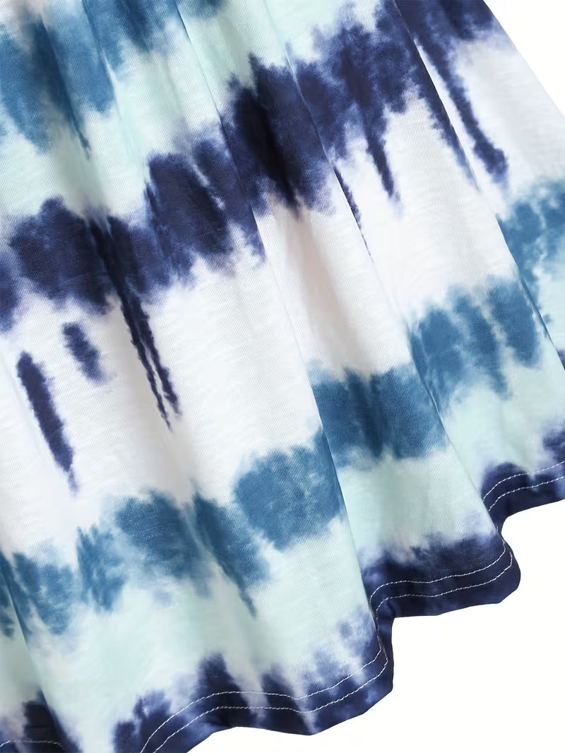Women's Tie-Dye Print Sleeveless Backless Dress