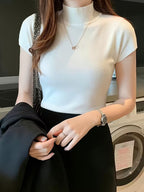 Women's Ice Fiber Half-Collar Short Sleeve Pullover