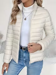 Women's Slim-Fit Stand Collar Padded Cropped Jacket