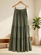 Women's Pleated High-Waist A-Line Beach Skirt