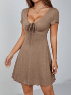 Women's Drawstring Knot Front Summer Dress