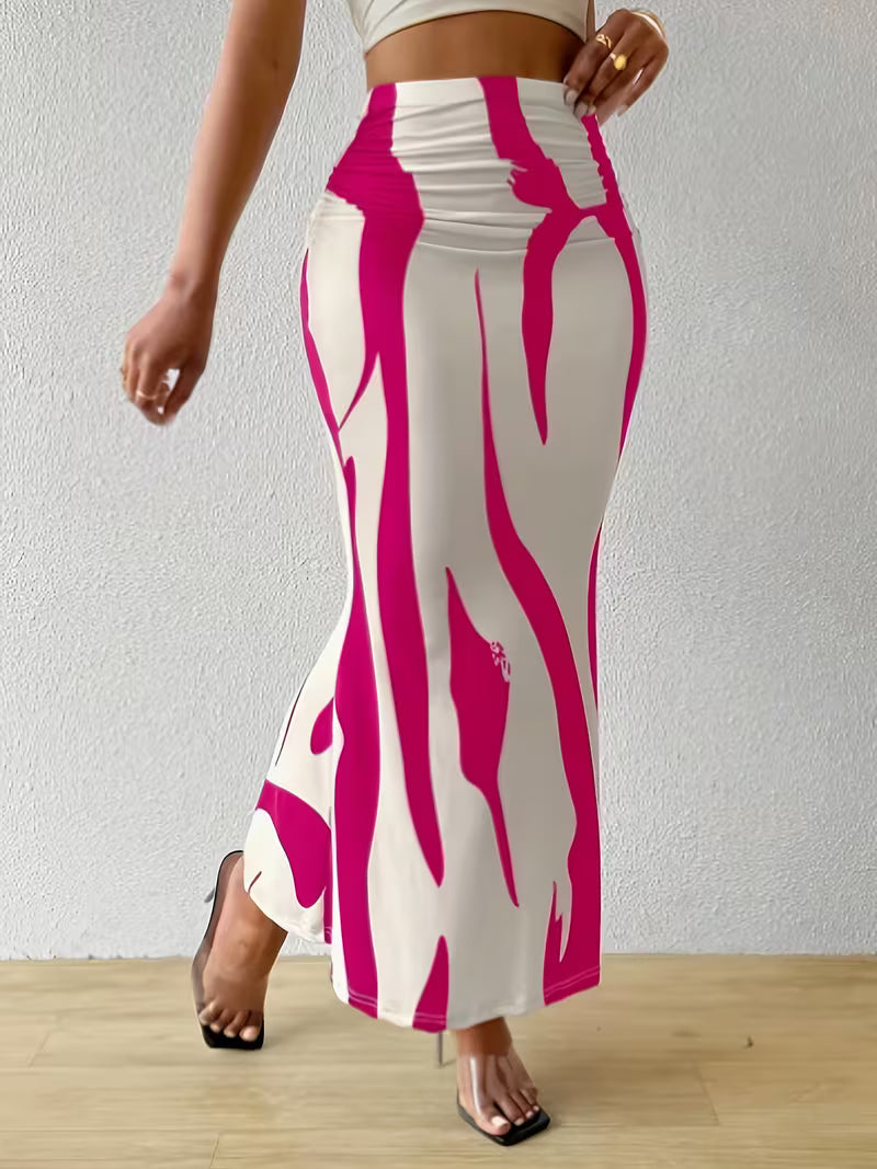 Women's Zebra Print High-Waisted Fishtail Pencil Skirt