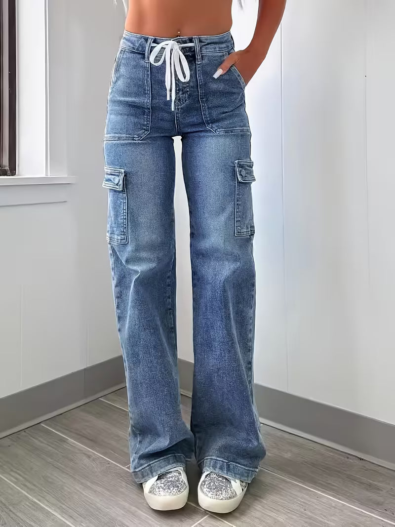 Women's Leisure Straight-Leg Jeans with Laces
