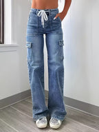 Women's Leisure Straight-Leg Jeans with Laces