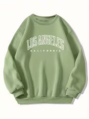 Women's Preppy Los Angeles Print Crew Neck Sweatshirt