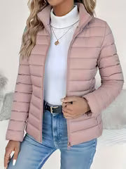 Women's Slim-Fit Stand Collar Padded Cropped Jacket