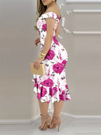 Women's Plaid Print Ruffle Hem Dress