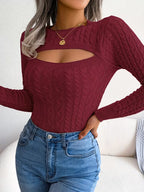Women's Hollow-Out Twist Slim-Fit Pullover Sweater