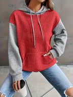 Women's Waffle Color-Block Hooded Sweatshirt