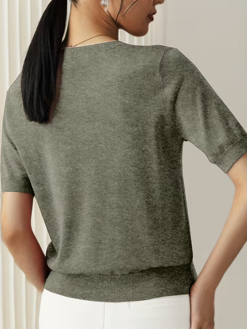 Women's Simple Thin Short Sleeve Summer Sweater
