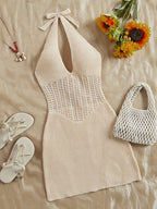 Women's Hollow Tie-String Mid-Length Dress