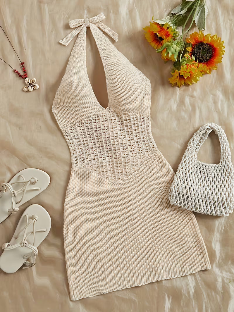 Women's Hollow Tie-String Mid-Length Dress