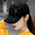 Women's White Letter Print Casual Baseball Cap