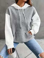 Women's Waffle Color-Block Hooded Sweatshirt