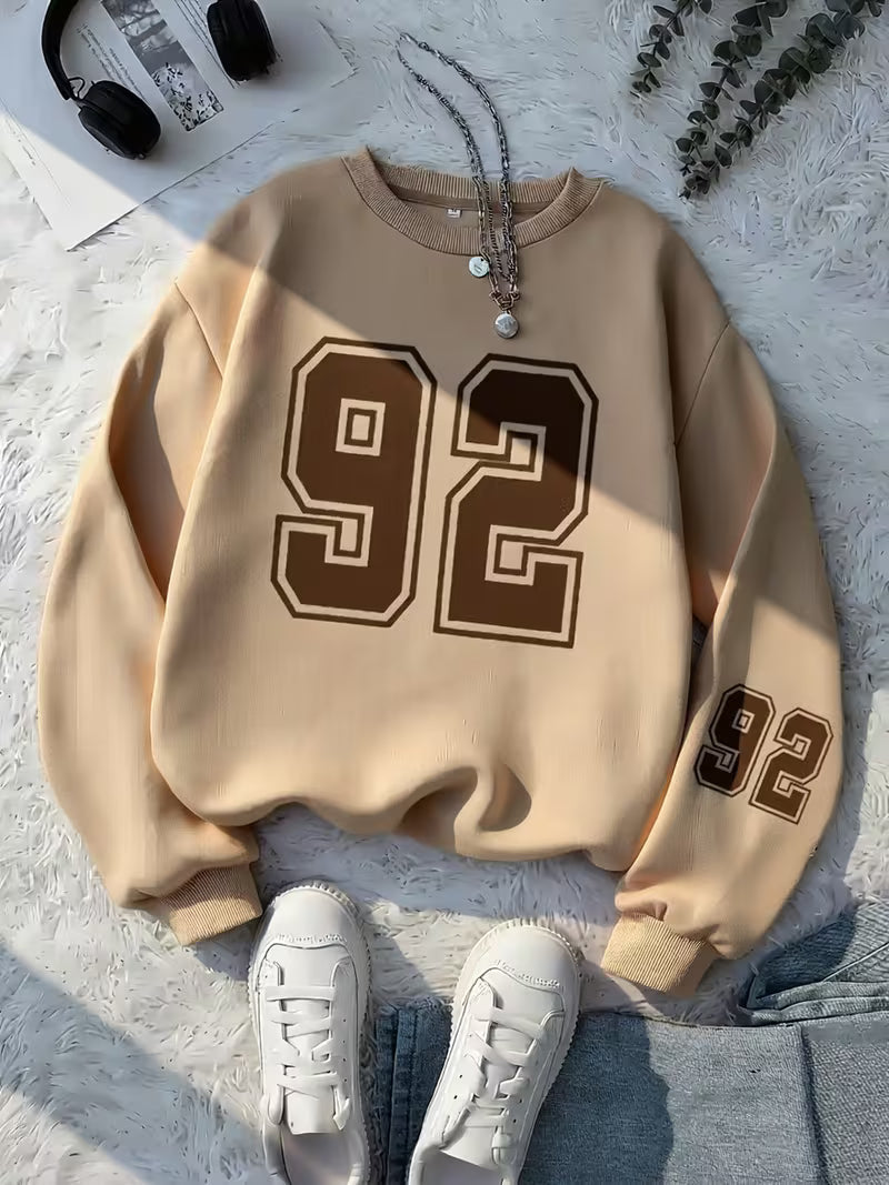 Women's Round Neck Letter Print Casual Sweatshirt