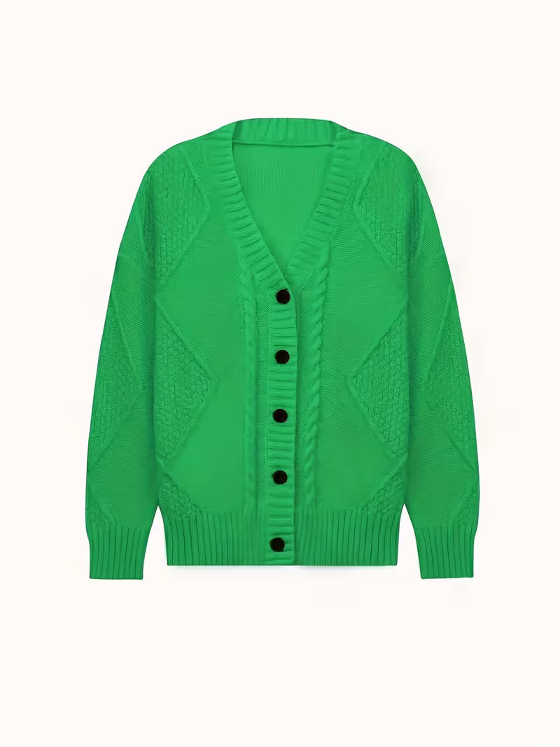 Women's Plus Size Drop Twist Cable Cardigan