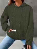 Women's Waffle Knit Hooded Sweatshirt for Fall & Winter