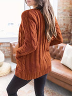 Women's Olive Green Cable Knit Cardigan